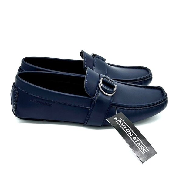 Aston Marc Men's Charter Side Buckle Loafers Shoes Color Navy US 8.5M - With Box - Picture 8 of 11